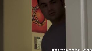 Lustful jock hardcore double penetration raw 3way with step daddy