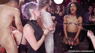 Big tits slave screwed in bondage at swinger group sex party