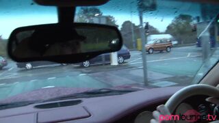 Blondes suck dong in car & get ravaged