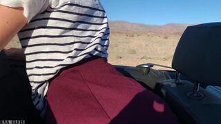 Public teen sex in the convertible car on a way to Las Vegas - Eva Elfie