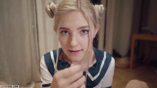 Kawaii college girl gets creampie & facial - Eva Elfie