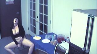 Big Breasted food fetish whore masturbates