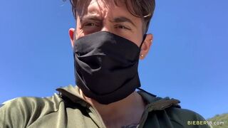 Handsome Dante Colle jerks off his prick in his car