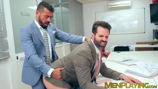 Suited hunk Dani Robles has his tight unshaved booty rimmed hard