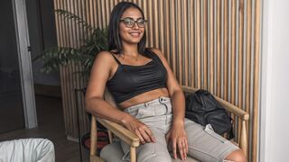 Nerdy university latina teen with glasses turns the casting set on FIRE!!!