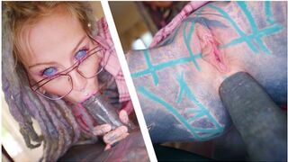 Sexy Nerdy Tattoo Teen In Glasses Assfucking P-O-V - Gape, Deepthroat, Cumshot