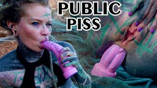 TATTOO teen PUBLIC ASS PUMPING masturbation & PISS - toy pee alternative ASS TO MOUTH gape goth punk alt porn