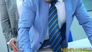 Classy hunk Malek Tobias ass fucking drilled by hot businessmen