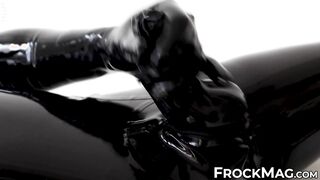 Passionate dick stroking session by fetish Rubber Covered