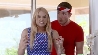 FAMILY STROKES Sexy Sarah Vandella hammered by step sibling in taboo foursome