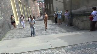 Public nudity in an old European city