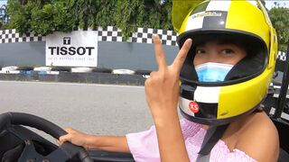 Adorable Thai amateur teen GF go karting & recorded on video after