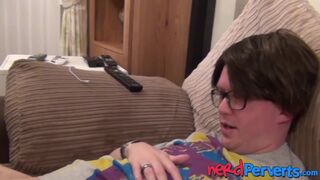 Natural tits teen Missy Kink deepthroats big nerd dick P-O-V