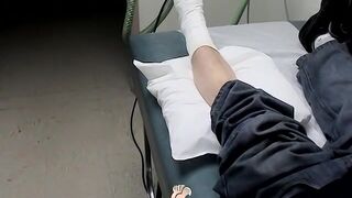 Foot cast placed on twink & his leg before being taken off