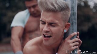 Skinny blonde twink Andy Taylor anal fucked hard from behind