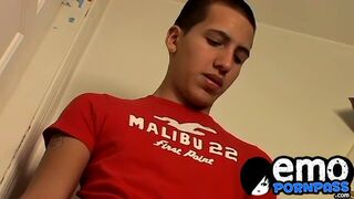 Handsome guy wanks his hard rod in his room all alone